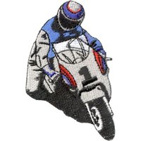 Écusson motard bleu et blanc - Mondial Tissus