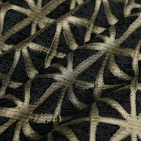 Tissu jacquard chenille noir croisillon or - MT - Mondial Tissus
