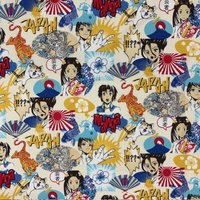 Cretonne manga japonais multico - Mondial Tissus