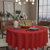 Nappe ronde crinkle rouge diamètre 160cm - MT - Mondial Tissus