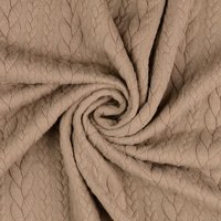 Maille jersey viscose doux sweat épais effet tressé 3D doublé taupe - Mondial Tissus