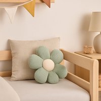 Coussin forme Simone l'anémone vert 30 X 30 cm - MT - Mondial Tissus