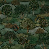 Tissu velours vert paysage vallonné - Mondial Tissus