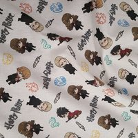 Tissu coton imprimé personnages Harry Potter fond écru - Mondial Tissus