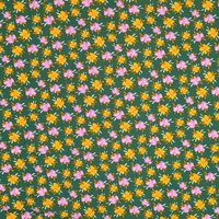 Tissu popeline viscose pensées vert - Mondial Tissus