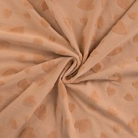 Maille jacquard cœur relief éponge saumon - Mondial Tissus