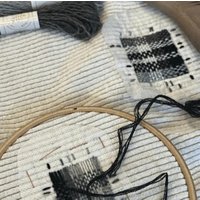 Kit broderie réparation - SOS petit trou écossais laine multigris - Green Bobine - Green Bobine - Mondial Tissus