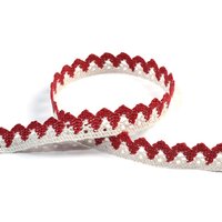 Ruban dentelle 15 mm lin et bordeaux - MT - Mondial Tissus