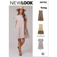 Patron New Look 6799 robe femme ac manches - Newlook - Mondial Tissus