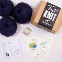 Kit DIY tricot - Fast Knit snood Pipper bleu marine platine sans aiguilles - Tricotez-moi - Mondial Tissus