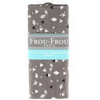 Coupon tissu 100% coton triangles géométriques 45x55cm gris - Frou Frou - Mondial Tissus