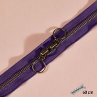 Fermeture double curseur laiton 60 cm violet - Atelier Brunette - Atelier Brunette - Mondial Tissus