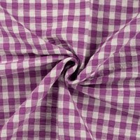 Tissu seersucker imprimé vichy violet rose - Mondial Tissus