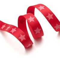 Ruban gros grain étoilé rouge 16 mm - Frou Frou - Mondial Tissus