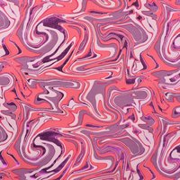 Maille french terry imprimée foil vague rétro rose - Mondial Tissus