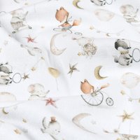 Tissu éponge bouclette imprimé digital sleepy naturel - Mondial Tissus