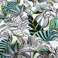 Tissu bachette enduit imprimé nature luxuriante touche colorée vert - Mondial Tissus