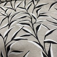 Toile coton lin feuillage delicat noir - Mondial Tissus