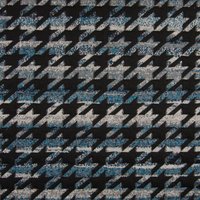 Maille jersey viscose doux jacquard maxi pied de poule bleu et gris - Mondial Tissus