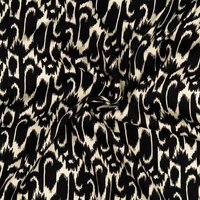 Tissu satin de viscose imprimé ikat noir - Mondial Tissus