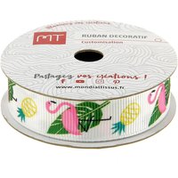 Bobine ruban gros grain flamands roses 16 mm x 4 m MT - MT - Mondial Tissus