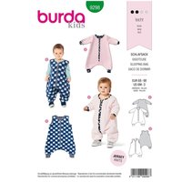 Patron Burda 9298 Combinaison-Gigoteuse bébé avec jambes de 6 à 36 mois - Burda - Mondial Tissus