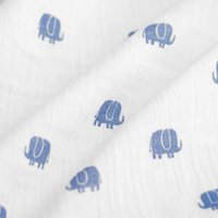 Tissu lange imprimé éléphants bleus - Mondial Tissus