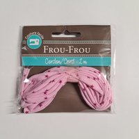 Cordon spaghetti 7 mm x 2 m rose motif étoiles - Frou Frou - Mondial Tissus