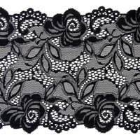 Dentelle nylon extensible 150mm noir - Mondial Tissus