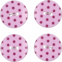 Lot de 4 boutons pois roses 18 mm - Frou Frou - Mondial Tissus
