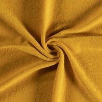 Tissu éponge coton extensible uni jaune moutarde - Mondial Tissus