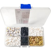 Perles heishi noir blanc et dore 1000pcs 6 x 1.2 mm - Mondial Tissus