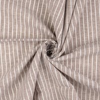 Tissu lin coton chiné beige foncé rayure blanche - Mondial Tissus