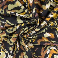 Tissu viscose stretch imprimé lignes abstraites vert - Mondial Tissus