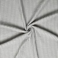 Tissu effet lin froissé rayures fines blanc gris - Mondial Tissus
