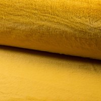 Tissu Fausse fourrure doudou uni moutarde - Mondial Tissus