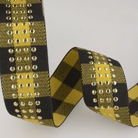 Élastique écossais studs métalliques noir jaune - Mondial Tissus