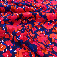 Tissu twill viscose France fuschia bleu marine fleuris bliss - MY DRESS MADE - My Dress Made - Mondial Tissus