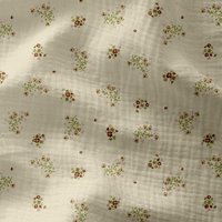 Tissu double gaze imprimé bouquet floral écru - Mondial Tissus