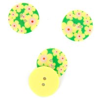 Boutons fleuris vert 23mm - MT - Mondial Tissus