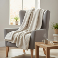 Plaid paddou bouclette naturel 125x150 - Mondial Tissus