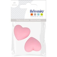Lot 2 perles silicone cœur 19mm rose - Artemio - Mondial Tissus
