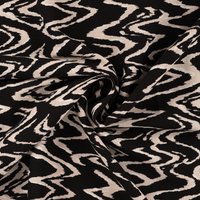 Maille viscose slub imprimée vagues noir - Mondial Tissus