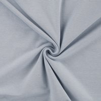 Maille jersey coton rayure fine 1mm écru et bleu clair - Mondial Tissus