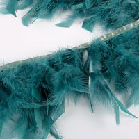 Ruban plumes au mètre couleur pétrole 16 cm - Mondial Tissus