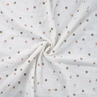 Tissu double gaze imprimé mini fleur blanc - Mondial Tissus