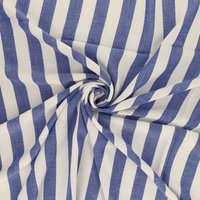 Toile polyester rayée 2cm blanc et bleu - Mondial Tissus