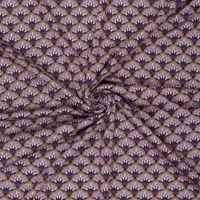 Tissu maille Milano médaillon floral or violet - Mondial Tissus
