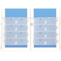 Voilage modulable organza brodé feuille gris céladon 60cm - Mondial Tissus