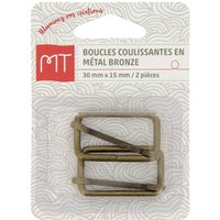 Boucle à coulisse en métal 30 mm x 16 mm 2 pcs bronze - MT - Mondial Tissus